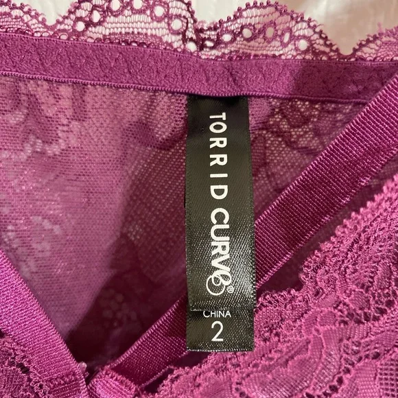 Torrid Curve Lace Strapy Sheer No Wire Purple Babydoll Lingerie Size 2X - Picture 6 of 6